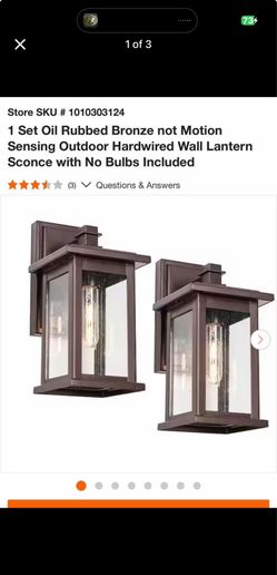 1 Set Oil Rubbed Bronze not Motion Sensing Outdoor Hardwired Wall Lantern Sconce with No Bulbs Inclu
