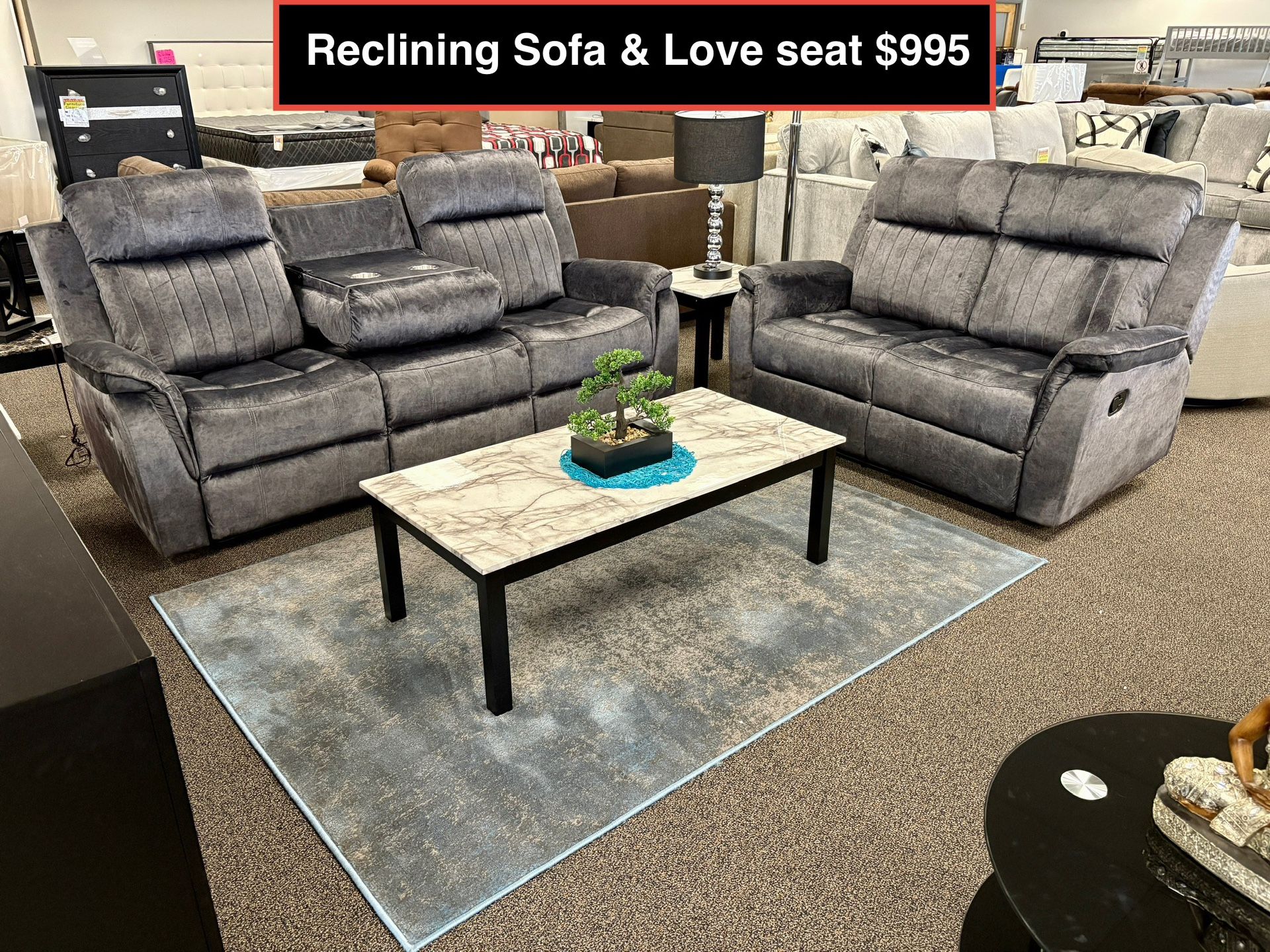 New Sofa And Love Seat With Cup Holder And Recliners