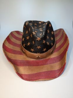 Cowboy American Flag Hat Stars Grass Vintage Studded Western Concert Men's Hat