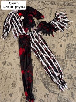 Kids Scary Clown Halloween Costume XL 12/14