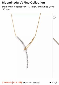 NEW ✨ Bloomingdale’s Fine Collection Diamond Y Necklace – 14K Gold .50 CTW