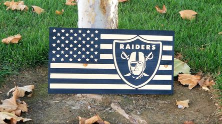 Raiders wood American flag