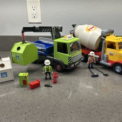 Play mobile Cement Mixer And Recycling Truck