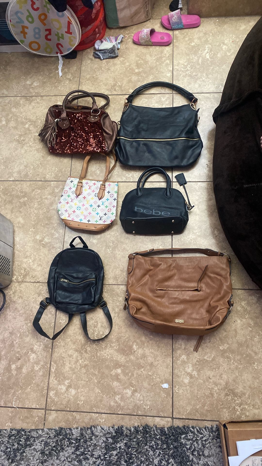 5 Purses And 1 Mini Backpack