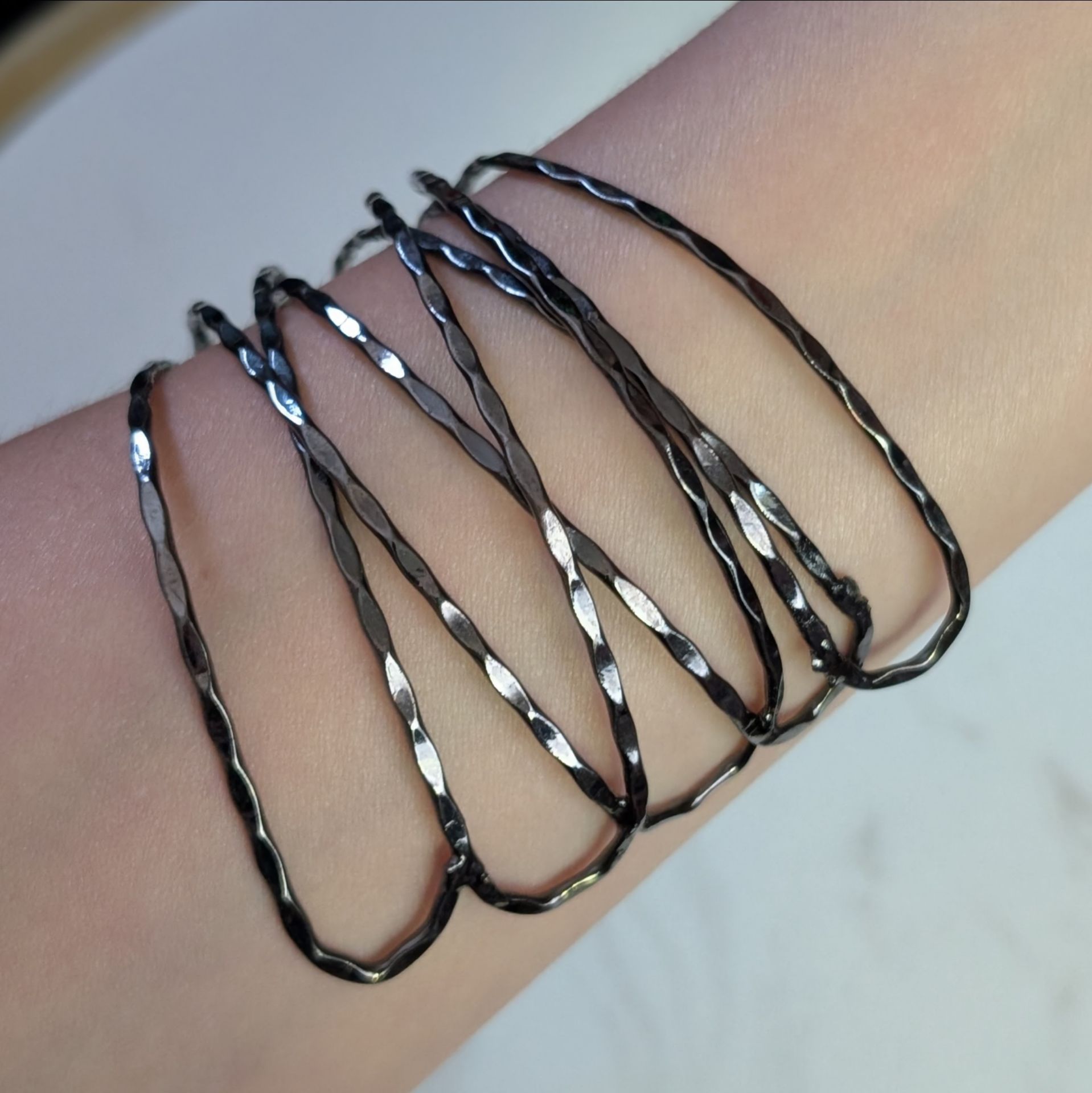 Silver tone black cuff bracelet | gunmetal plated cuff bracelet