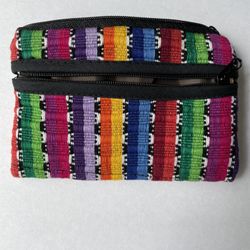 Colorful Make Up Pouch/Coin/Card/Bill Wallet With 3 Zippers