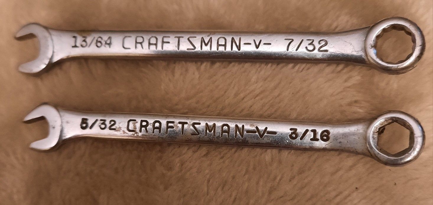 Vtg. Craftsman 5/32x3/16 And 13/64x7/32 Combo Wrenches.