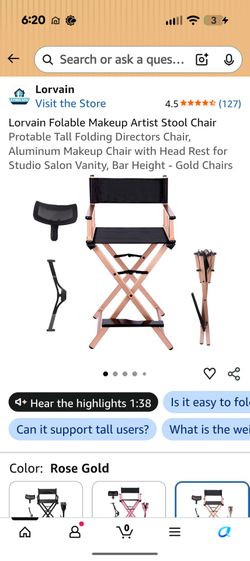 Lorvain Folable Makeup Artist Stool Chair
