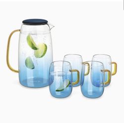 Water Glass Pitcher With 4 Glasses