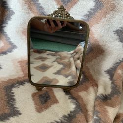 Antique Bronze Victorian Ornate Tabletop Vanity Mirror