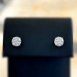 Jewelry Certified 14k solid yellow gold Lab Grown Round Diamond VS2 D color 2.16CTW IGI Martini Stud Earrings