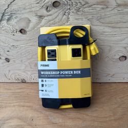 Prime Yellow/Black 8-Outlet Metal Power Block With 6' Cord, 3 Transformer Outlets, Cord Management