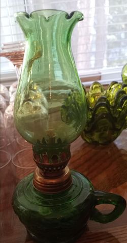 Emerald Green Glass Mini Oil lamp