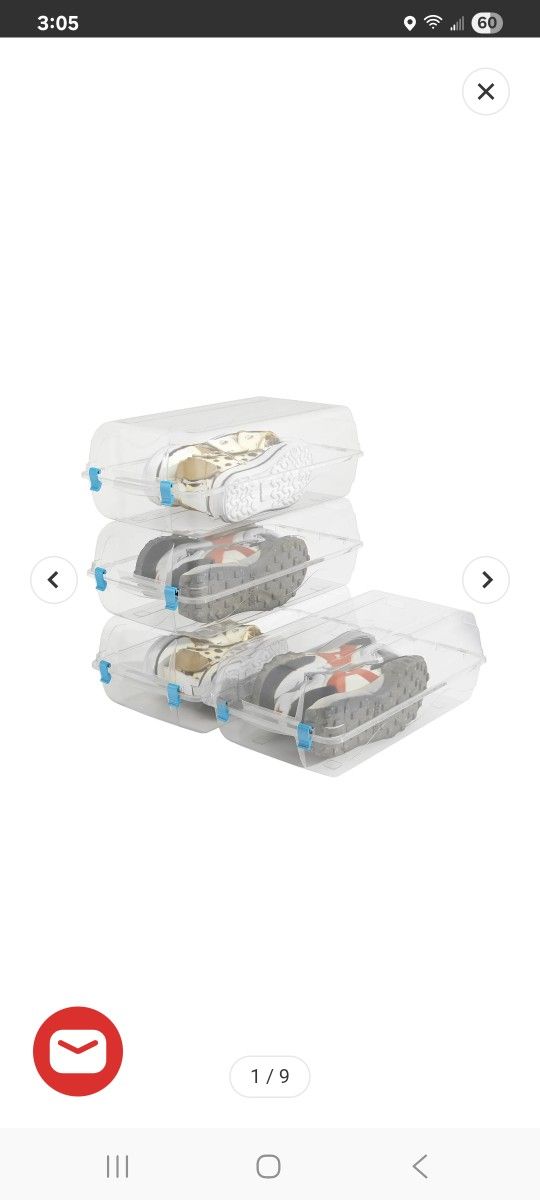 4 Pack Stackable Shoe Organizer with Lids Storage Boxes Sneaker Containers, Blue