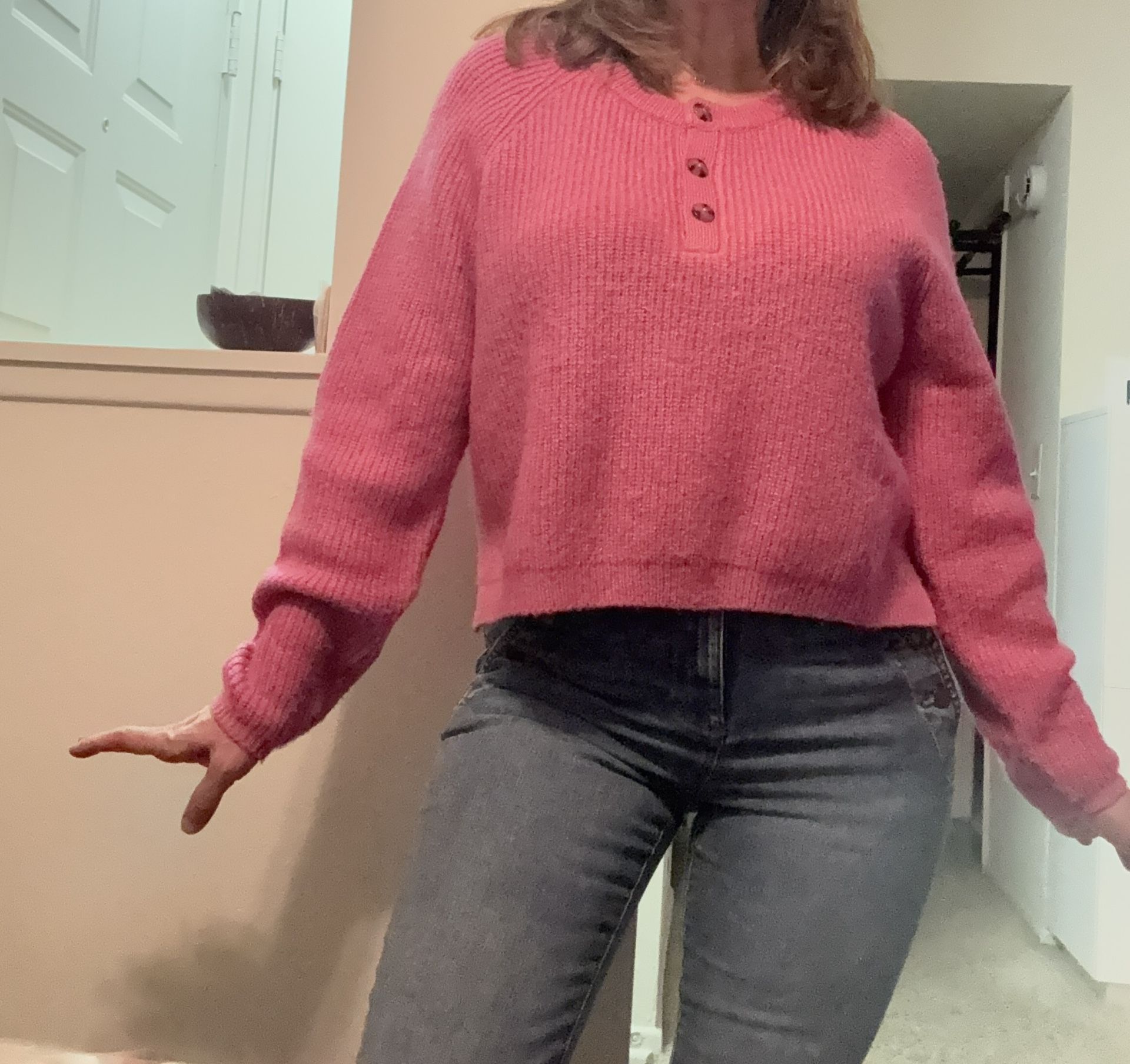 Forever 21 Pink Henley Sweater