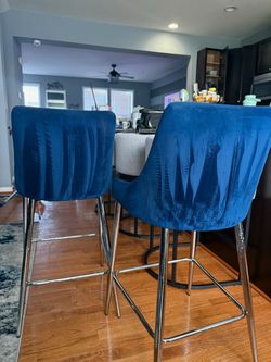 Royal blue velvet barstool