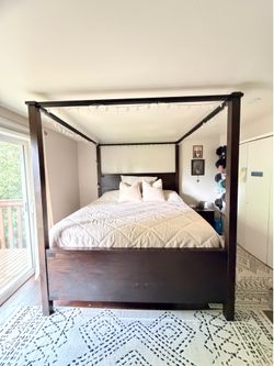 Rustic Solid Wood King Canopy Bed Frame