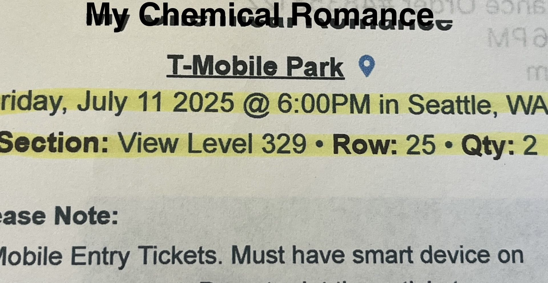 2 Tickets- My Chemical Romance