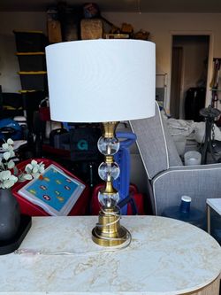 Brass and Crystal Ball Table Lamp