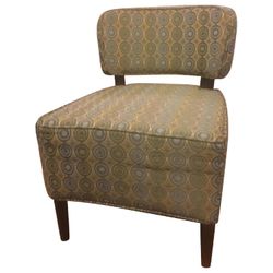 Geometric Pattern Slipper Chair in Olive and Gold