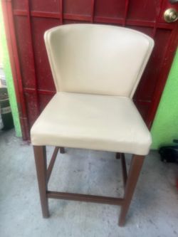 Cream Leather Counter Height Bar Stool