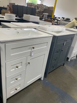 $265 For All 30” Solid Wood Frame Bathroom Vanity w/ Sink Storage Cabinet W/ Drawers