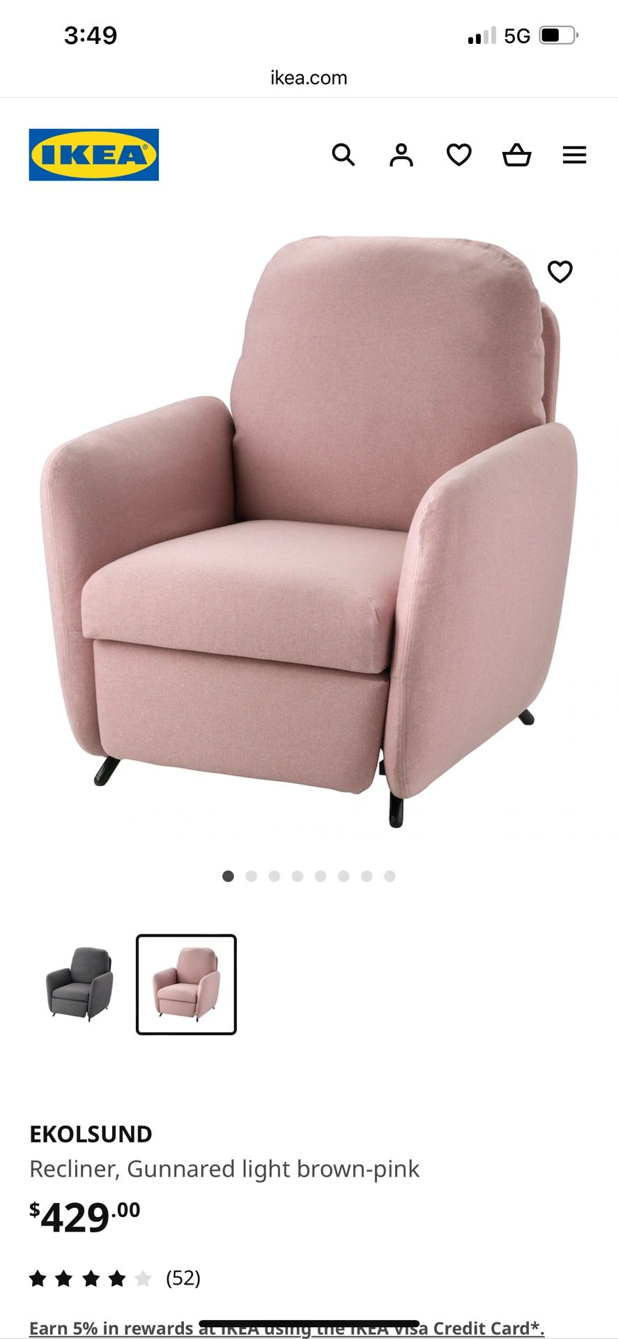 Ikea EKOLSUND Recliner, Pink for Sale in Altadena, CA - OfferUp