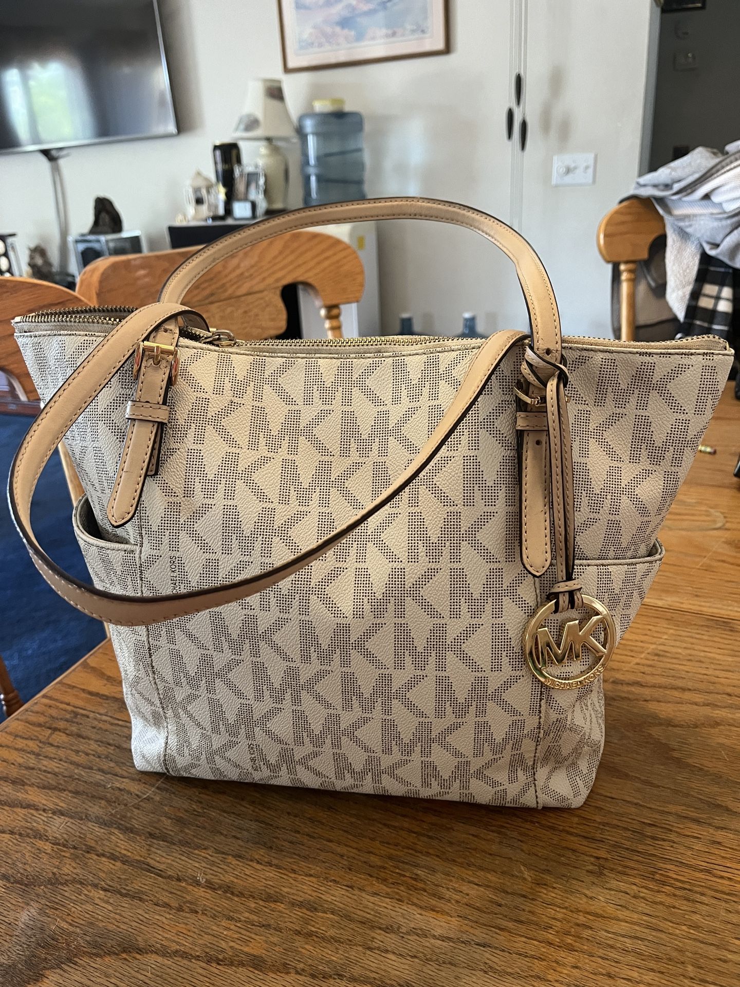 Michael Kors Tote Large Size Purse Very Clean Inside Material But Heavy Wear On Buckle Strap