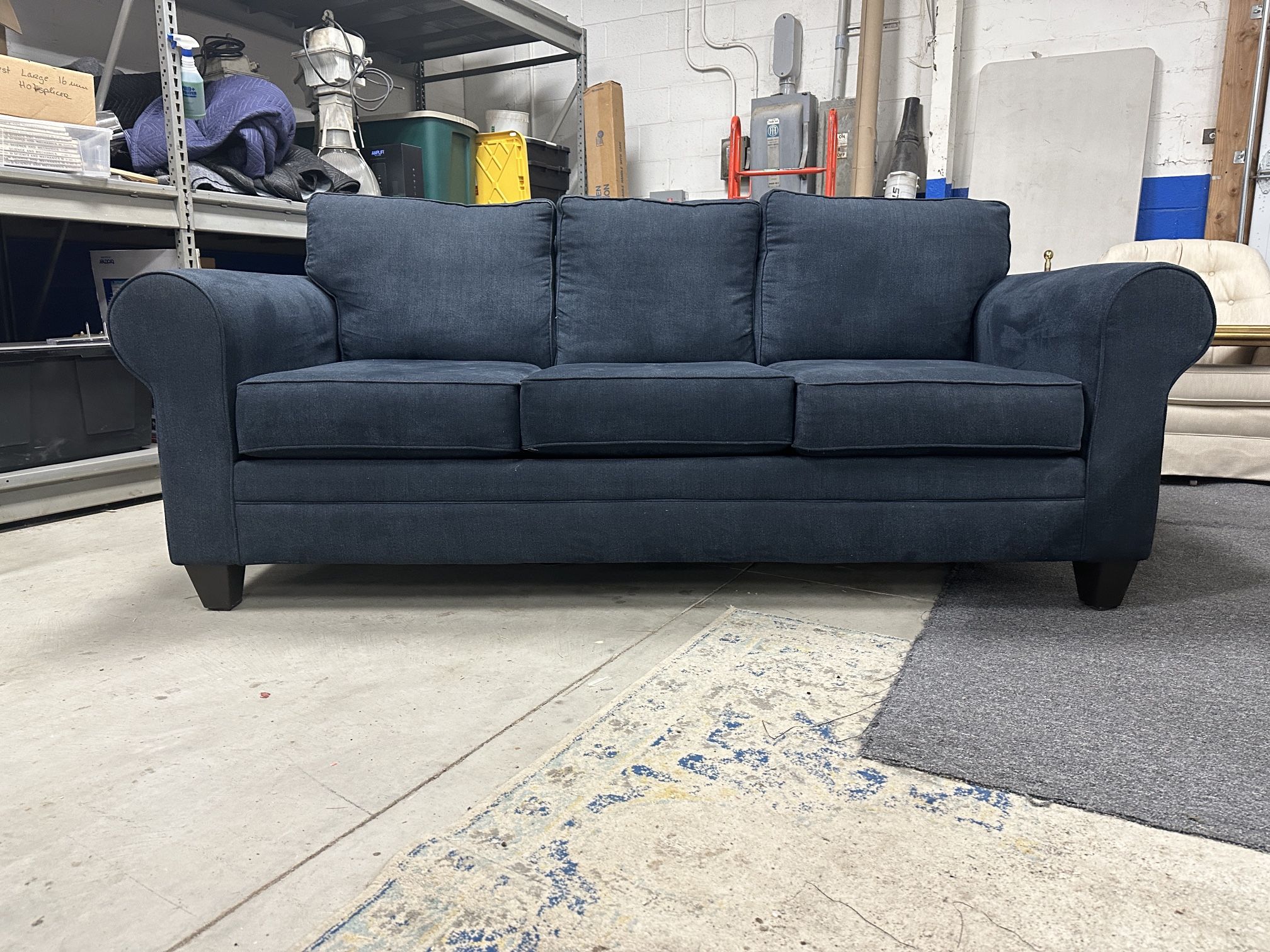 Contemporary Modern Dark Navy Blue Sofa Couch By Style Line Furniture USA — Excellent & Clean 🚚 Available
