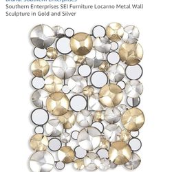 Southern Enterprises SEl Furniture Locarno Metal Wall Sculpture Gold & Silver