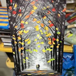 🍂🎨 Romantic Autumn Walk Canvas Wall Art 🎨🍂