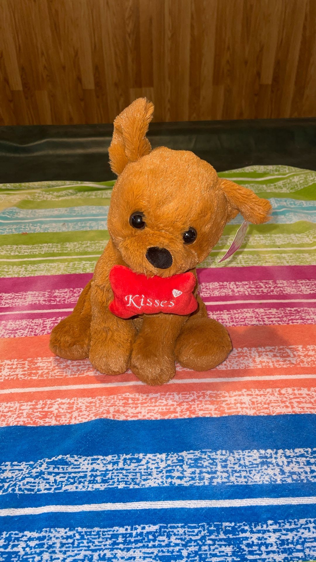 Sugar Loaf Puppy Dog Plush Brown Red Bone Kisses Red Bow Stuffed Animal 11