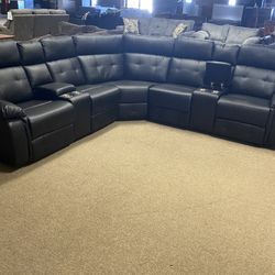 Financing & Delivery Available: Black Leather Family Sectional