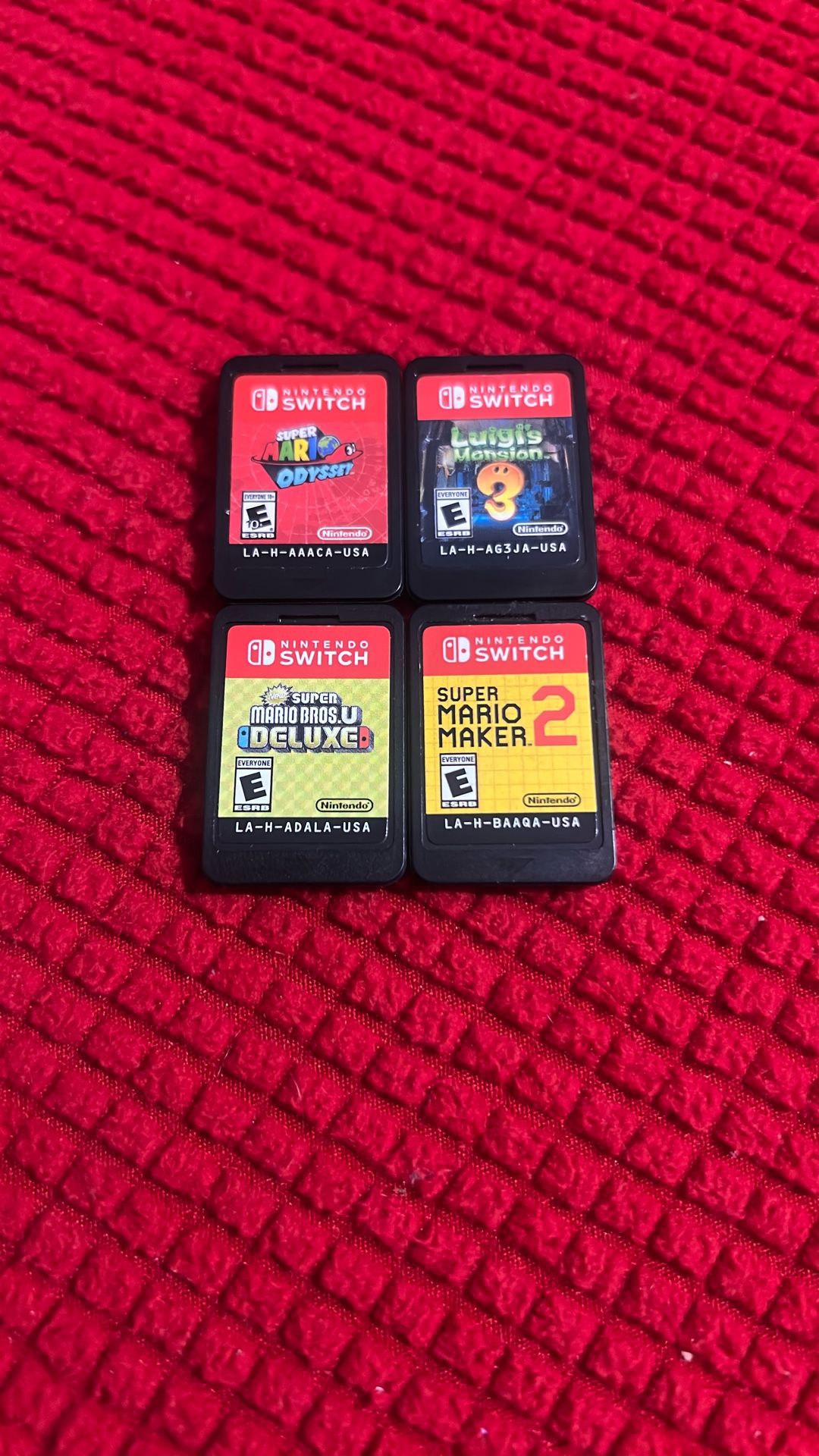 Nintendo Switch Games. Super Mario Odyssey, Luigi’s Mansion 3, Mario Bros U, Mario Maker 2