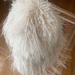 Cream Faux Fur Bucket Hat