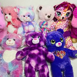 10 Build a Bear Cuddly Cute Pink Purple Plush Toy Lot Bunny Kitty Llama Teddy