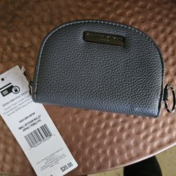 Grey Zippered Wallet W Keychain. New