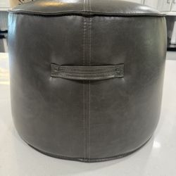 Grey Faux Leather Ottoman