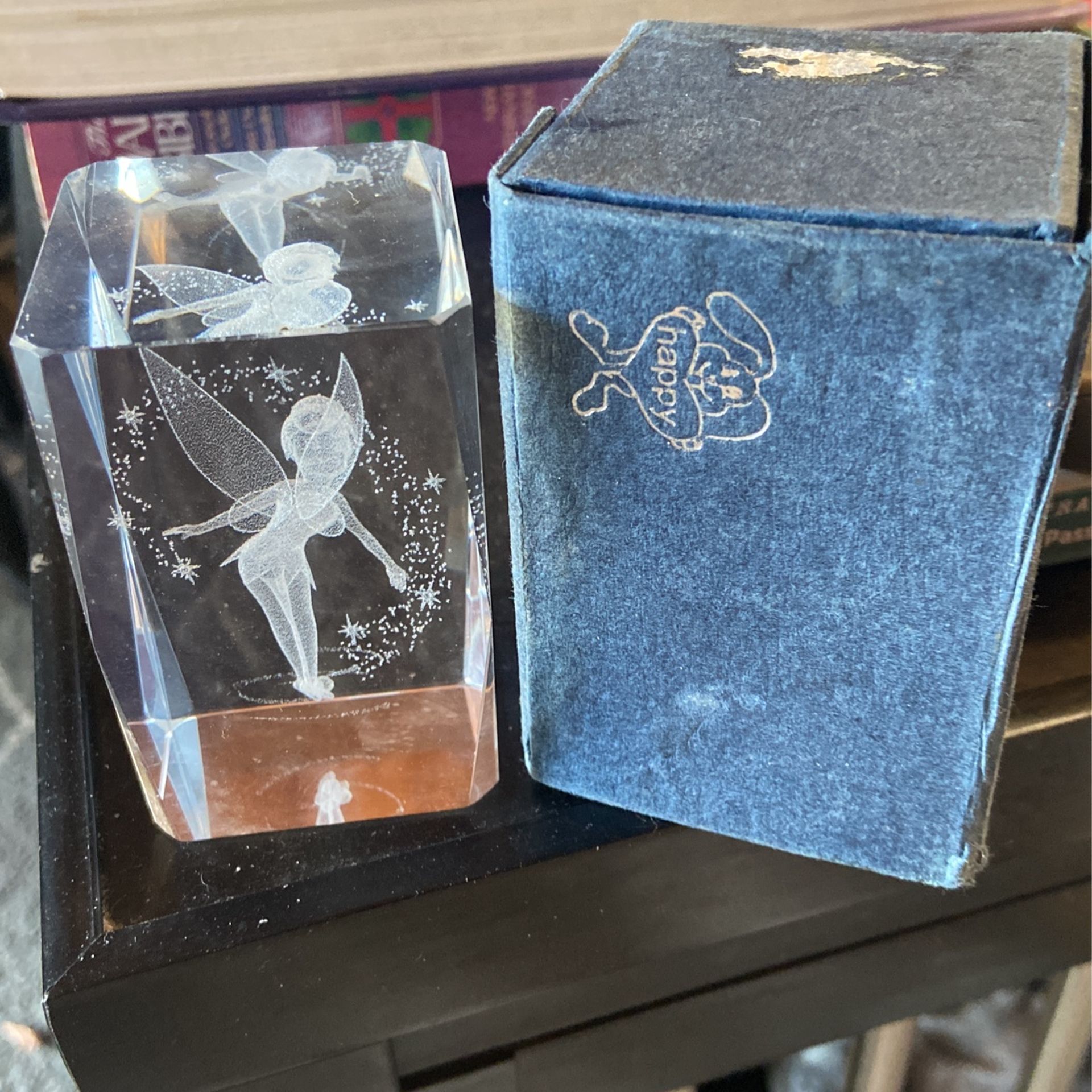 Tinker Bell Paperweight. W/box Disney Glass