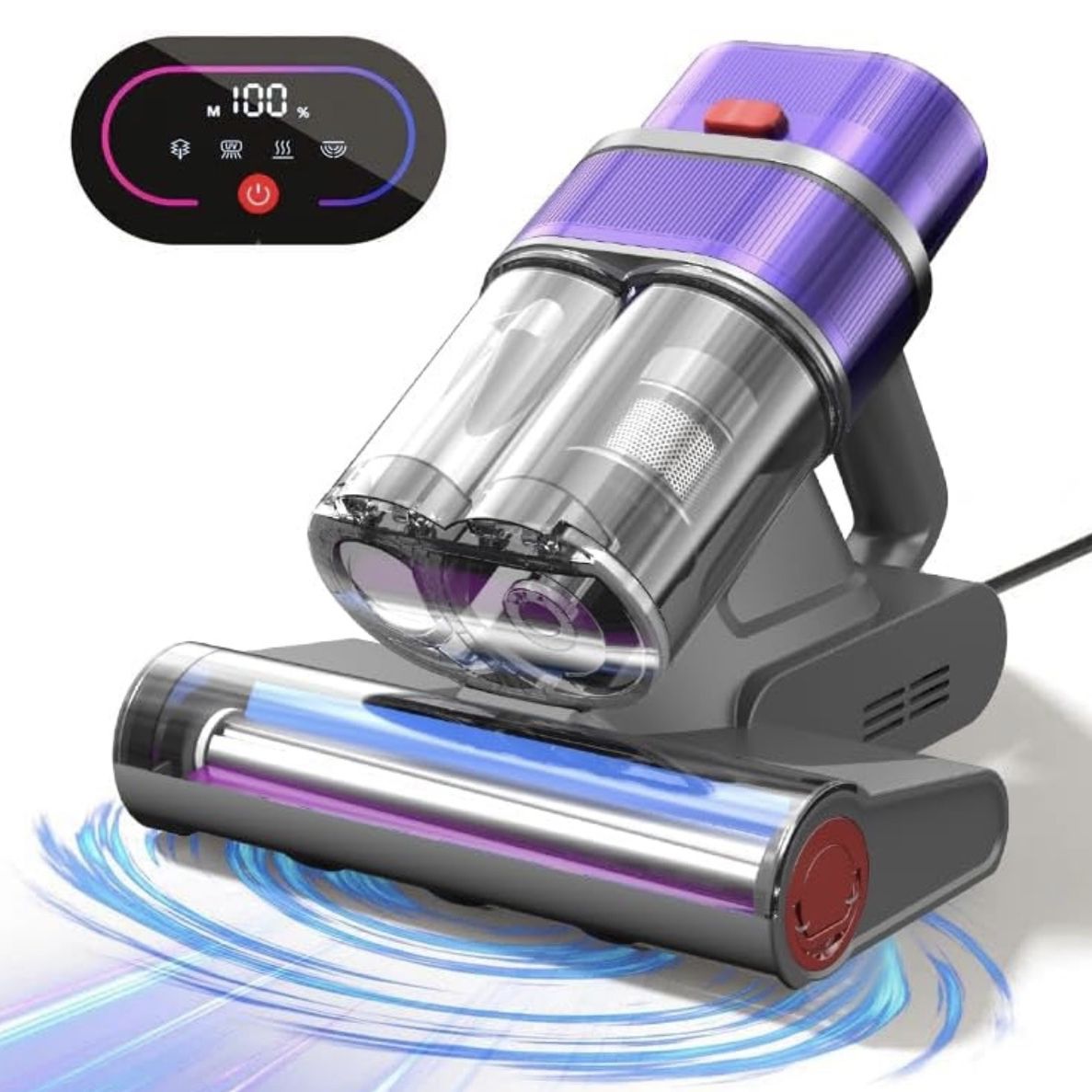 Mattress Vacuum Cleaner with Dust Smart Sensor, Bed Vacuum Cleaner with UV Light& Hot Wind, 16Kpa Suction 500W & 45000Rpm BrushRoll Rotation & Ultraso