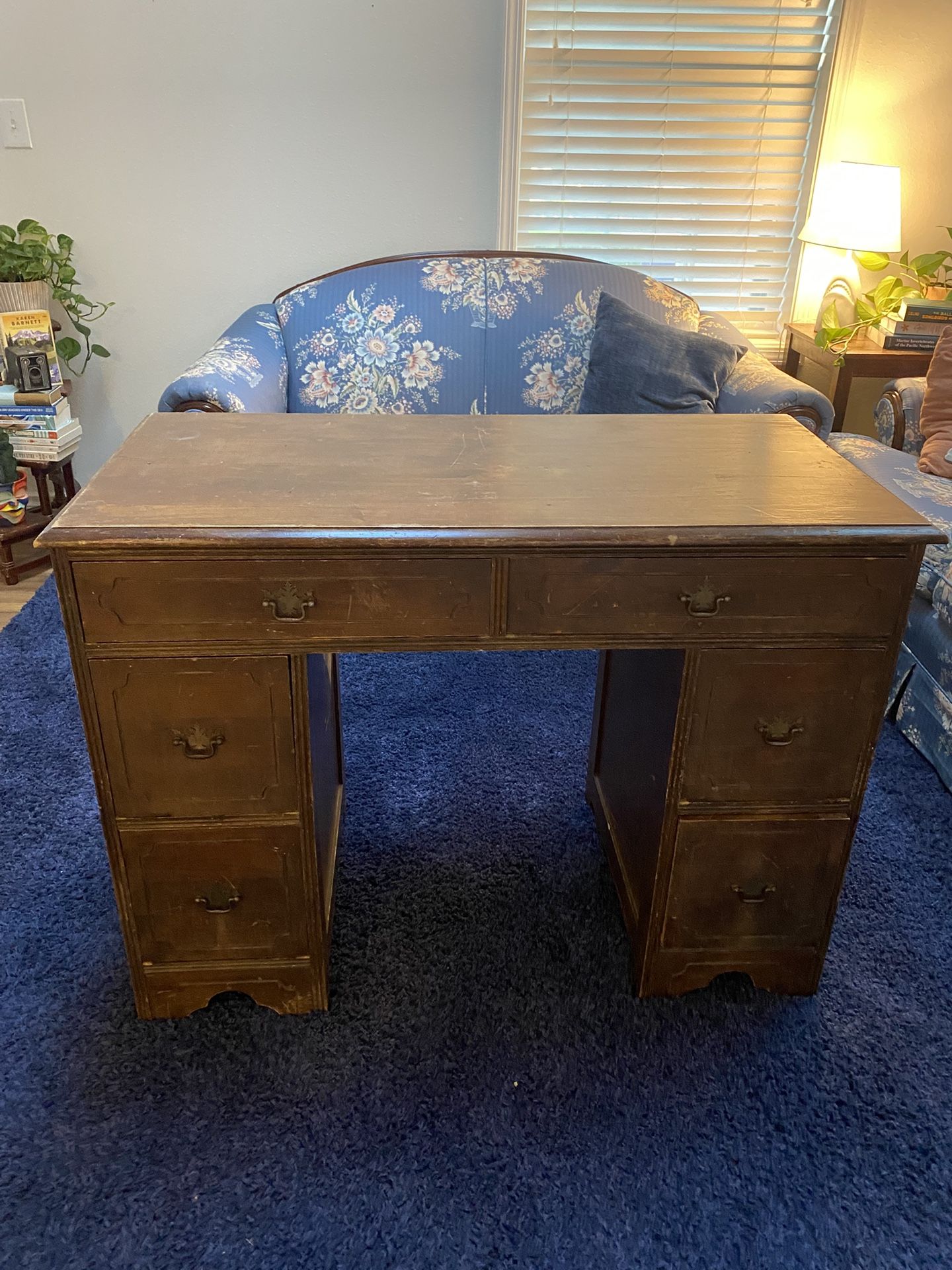 Antique Wood Desk - (measurements in photos)