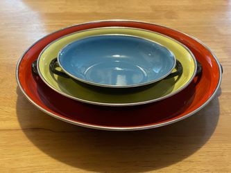 Vintage Enameled Nesting Saute Pans