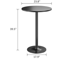 Bistro Pub Table Round Bar Height Cocktail Table Metal Base MDF Top Obsidian 23.8-Inch Top, 39.5-Inch Height (Black, 1-Pack)