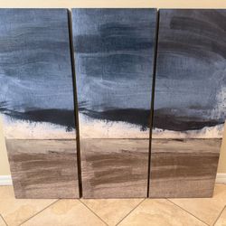 Blue Abstract Canvas Art (Set of 3)