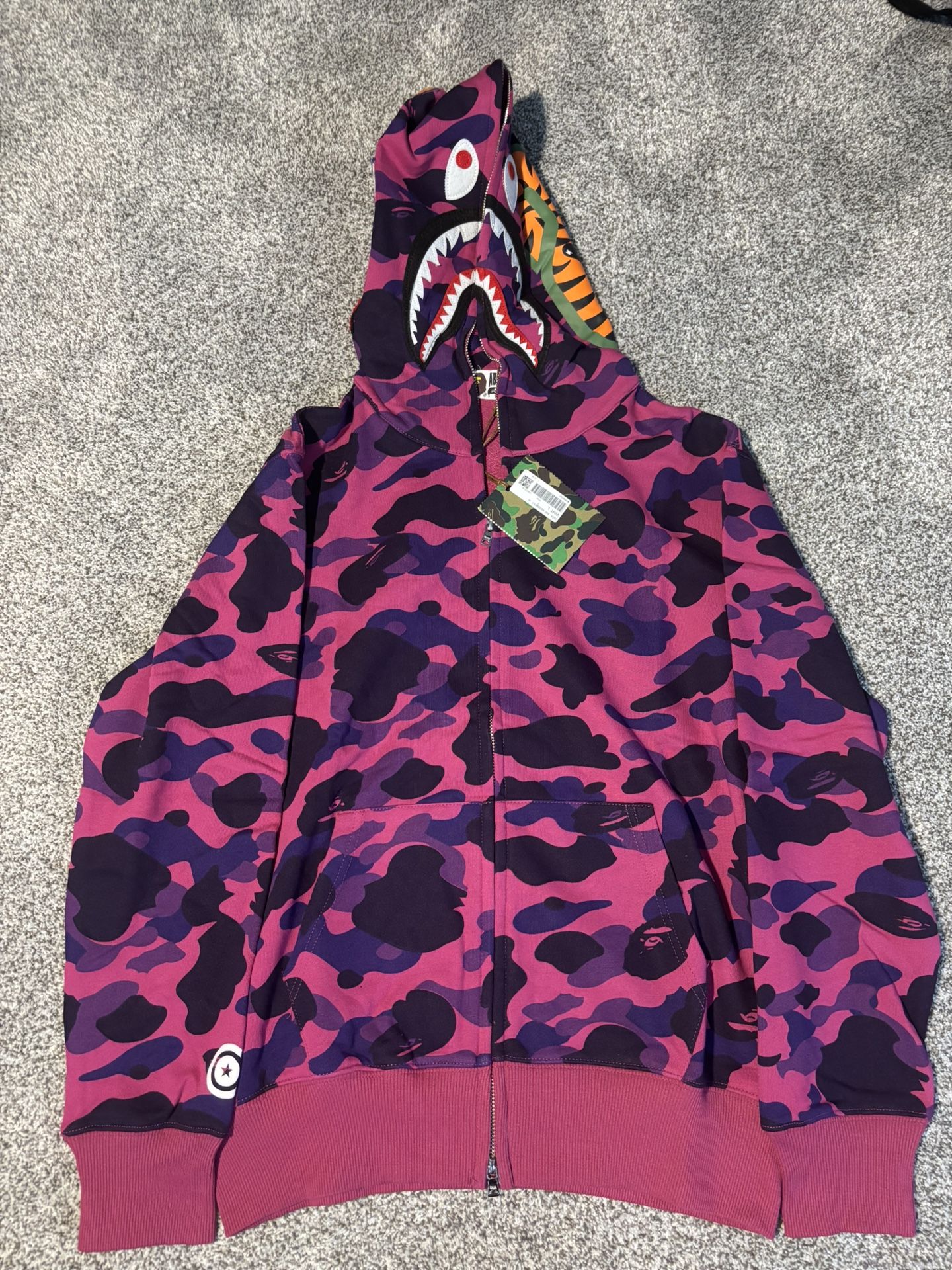 BAPE Camo Shark Full Zip Hoodie Purple