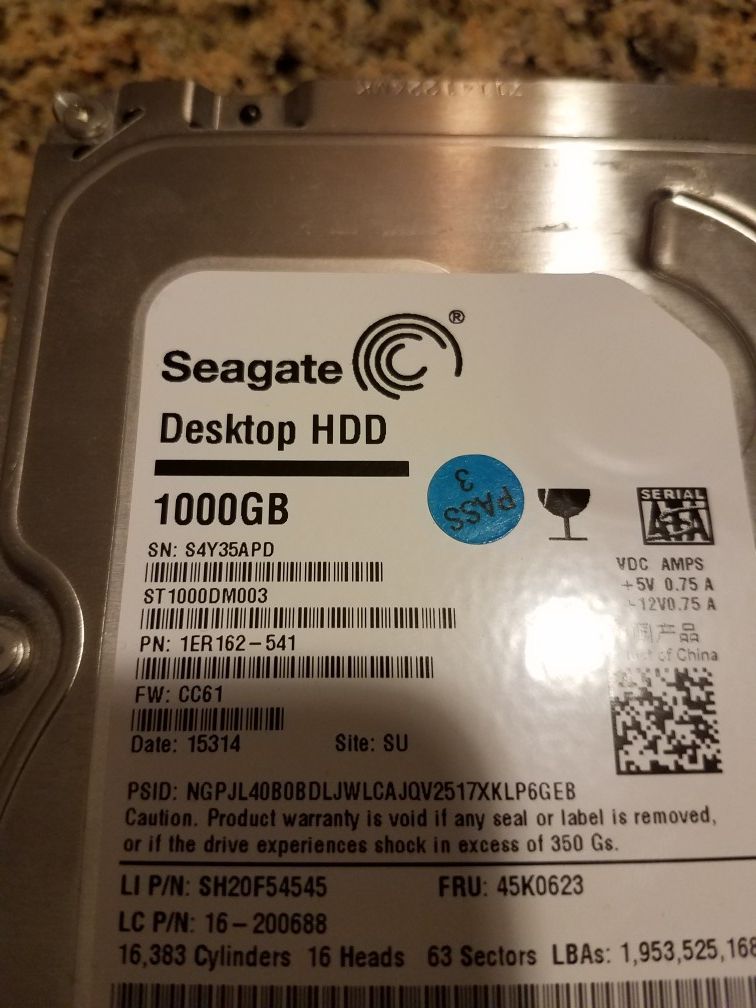 1TB Desktop and Laptop Hard Drives - Fully Tested, 7200RPM