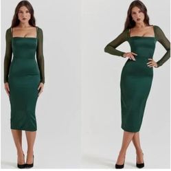 House Of CB Ellica EMERALD GREEN MIDI DRESS 