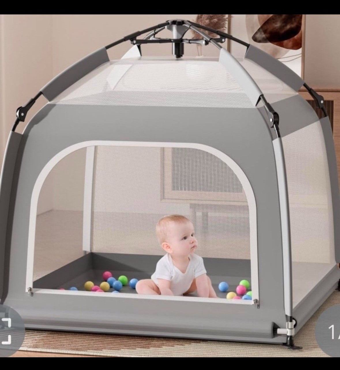 Hsaaen Foldable Baby Playpen - Indoor & Outdoor Playpen For Babies And Toddlers - Pop Up Baby Beach Tent With Canopy & Travel Bag, Portable Baby Play