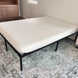 QUEEN METAL PLATFORM BED FRAME & MATTRESS