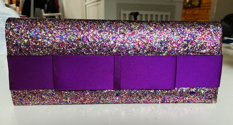 Purple Glitter Clutch $5